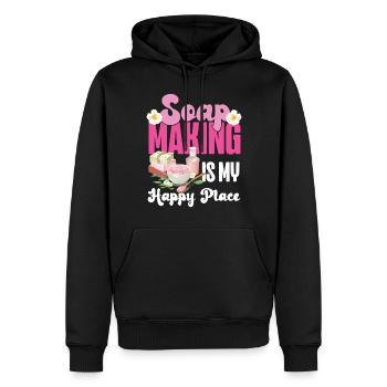 Fabrication de savon Artisanat Fabrication de savon - Sweat à capuche Premium bio Homme - noir - Devant - Nico (187cm)