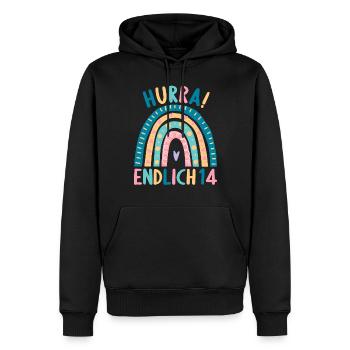 14 Jahre alt Rainbow Regenbogen 14. Geburtstag - Männer Premium Bio Hoodie - Schwarz - Vorne - Nico (187cm)