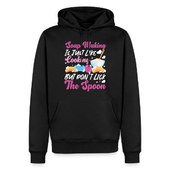 Fabrication de savon Artisanat Fabrication de savon - Sweat à capuche Premium bio Homme - noir - Devant - Nico (187cm)