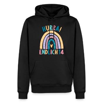 14 Jahre alt Rainbow Regenbogen 14. Geburtstag - Männer Premium Bio Hoodie - Schwarz - Vorne - Nico (187cm)