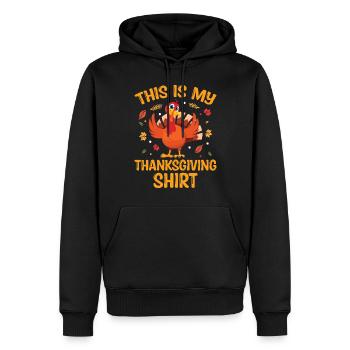 Thanksgivings Day - This is my Thanksgiving - Männer Premium Bio Hoodie - Schwarz - Vorne - Nico (187cm)