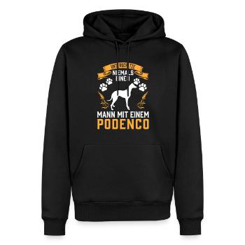 Mann mit Podenco Jagdhund spanischer Podenco - Männer Premium Bio Hoodie - Schwarz - Vorne - Nico (187cm)