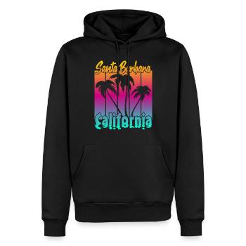 Vintage Santa Barbara Coucher de soleil - Sweat à capuche Premium bio Homme - noir - Devant - Nico (187cm)