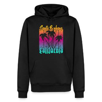 Vintage Santa Barbara Coucher de soleil - Sweat à capuche Premium bio Homme - noir - Devant - Nico (187cm)