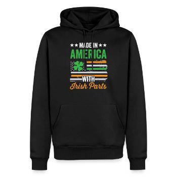 Fabriqué en Amérique avec des parties irlandaises irlandaises - Sweat à capuche Premium bio Homme - noir - Devant - Nico (187cm)