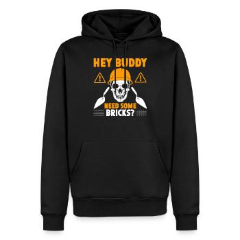 Hey Kumpel Brauchst Du Ein Paar Ziegelsteine? - Männer Premium Bio Hoodie - Schwarz - Vorne - Nico (187cm)