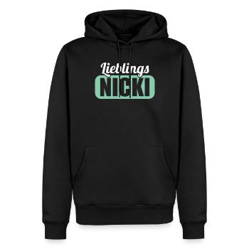 DDR Ostdeutschland Osten Ossi Lieblings Nicki - Männer Premium Bio Hoodie - Schwarz - Vorne - Nico (187cm)