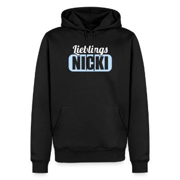 DDR Ostdeutschland Osten Ossi Lieblings Nicki - Männer Premium Bio Hoodie - Schwarz - Vorne - Nico (187cm)