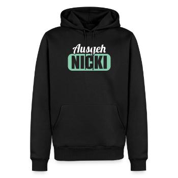 DDR Ostdeutschland Osten Ossi Ausgeh Nicki - Männer Premium Bio Hoodie - Schwarz - Vorne - Nico (187cm)