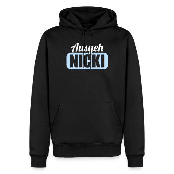 DDR Ostdeutschland Osten Ossi Ausgeh Nicki - Männer Premium Bio Hoodie - Schwarz - Vorne - Nico (187cm)
