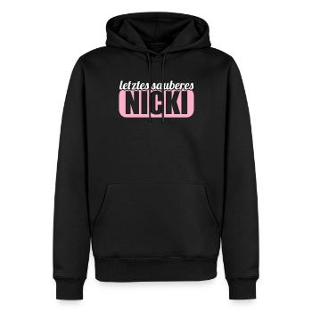 DDR Osten Ossi Letztes sauberes Nicki - Männer Premium Bio Hoodie - Schwarz - Vorne - Nico (187cm)