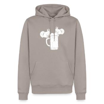 Eichhörnchen Bier Lustiges Eichhörnchen trinkt - Männer Premium Bio Hoodie - Taupe - Vorne - Nico (187cm)
