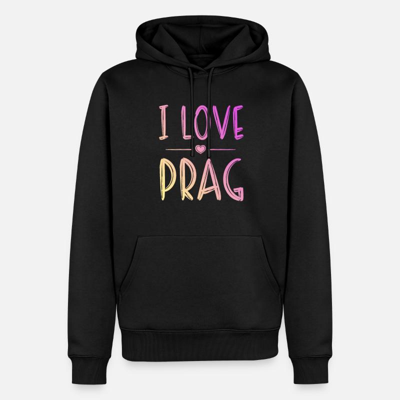 I Love Prag - Männer Premium Bio Hoodie - Schwarz
