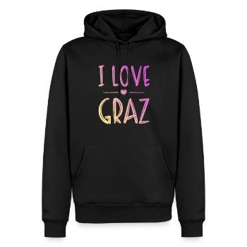 I Love Graz - Männer Premium Bio Hoodie - Schwarz - Vorne - Nico (187cm)