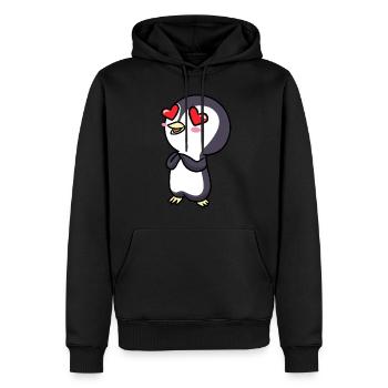 Pinguin Chibi Kawaii Küsse Verliebt Emoticon - Männer Premium Bio Hoodie - Schwarz - Vorne - Nico (187cm)