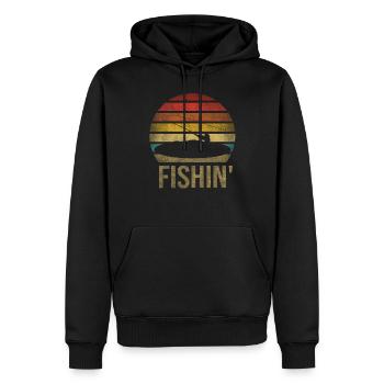 Fishing Fisherman Fisherwoman Fisher Retro Vintage - Männer Premium Bio Hoodie - Schwarz - Vorne - Nico (187cm)