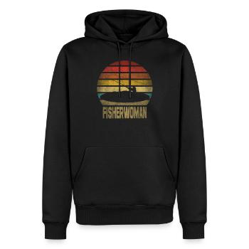 Fishing Fisherman Fisherwoman Fisher Retro Vintage - Männer Premium Bio Hoodie - Schwarz - Vorne - Nico (187cm)