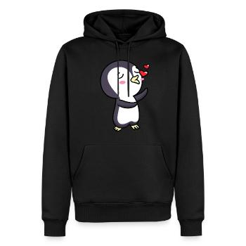 Pinguin Chibi Kawaii Küsse Verliebt Emoticon - Männer Premium Bio Hoodie - Schwarz - Vorne - Nico (187cm)