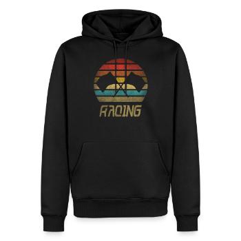 Drapeaux Voitures de course Race Flag Speed Retro Vintage - Sweat à capuche Premium bio Homme - noir - Devant - Nico (187cm)