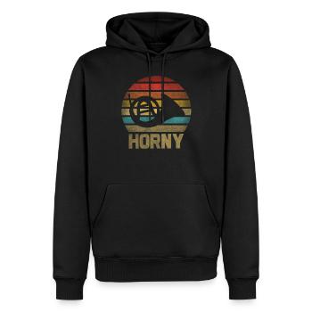 Français Instrument de cor Retro Sunset - Sweat à capuche Premium bio Homme - noir - Devant - Nico (187cm)
