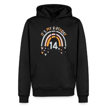 14 Jahre alt Rainbow Regenbogen 14. Geburtstag - Männer Premium Bio Hoodie - Schwarz - Vorne - Nico (187cm)