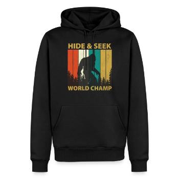 Hide And Seek World Champion - Sasquatch Bigfoot - Männer Premium Bio Hoodie - Schwarz - Vorne - Nico (187cm)