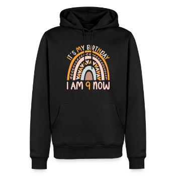 9 Jahre alt Rainbow Regenbogen 9. Geburtstag - Männer Premium Bio Hoodie - Schwarz - Vorne - Nico (187cm)