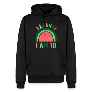 10 ans Rainbow Rainbow 10e anniversaire - Sweat à capuche Premium bio Homme - noir - Devant - Nico (187cm)