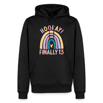 13 ans Rainbow Rainbow 13ème anniversaire - Sweat à capuche Premium bio Homme - noir - Devant - Nico (187cm)