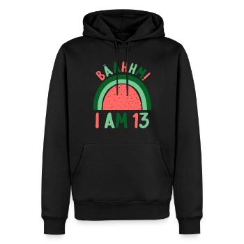 13 ans Rainbow Rainbow 13ème anniversaire - Sweat à capuche Premium bio Homme - noir - Devant - Nico (187cm)