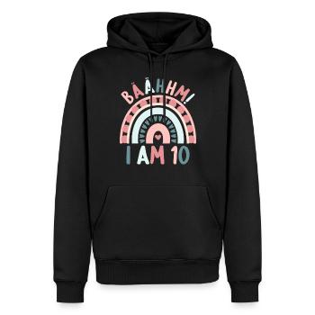 10 ans Rainbow Rainbow 10e anniversaire - Sweat à capuche Premium bio Homme - noir - Devant - Nico (187cm)