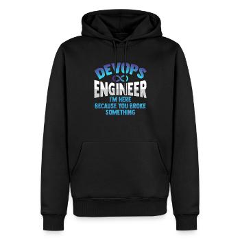 Ingénieur Devops développeur Sys-Admin - Sweat à capuche Premium bio Homme - noir - Devant - Nico (187cm)