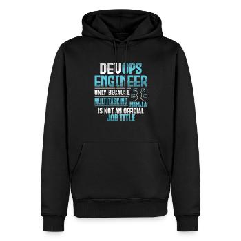 Ingénieur Devops développeur Sys-Admin - Sweat à capuche Premium bio Homme - noir - Devant - Nico (187cm)