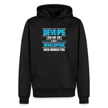 Ingénieur Devops développeur Sys-Admin - Sweat à capuche Premium bio Homme - noir - Devant - Nico (187cm)