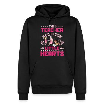 This teacher loves her little hearts - Männer Premium Bio Hoodie - Schwarz - Vorne - Nico (187cm)