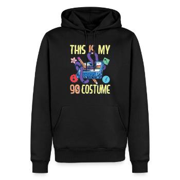 90s Outfit Party 90's Devise Nineties 1990 - Sweat à capuche Premium bio Homme - noir - Devant - Nico (187cm)