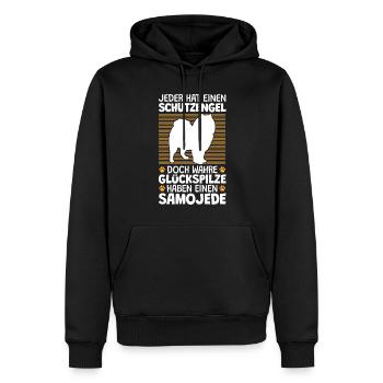 Samojede ist mein Schutzengel Schlittenhund - Männer Premium Bio Hoodie - Schwarz - Vorne - Nico (187cm)