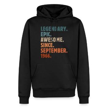 1966 September Vintage Birthday Gift - Men’s Premium Organic Hoodie - black - Front - Nico (187cm)
