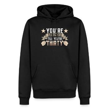 Tu es enraciné jusqu’à ce que tu aies trente ans Père Papa - Sweat à capuche Premium bio Homme - noir - Devant - Nico (187cm)