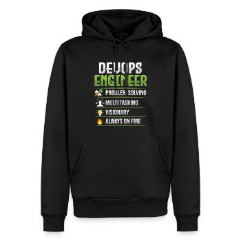 Développeur Devops Sys-Admin - Sweat à capuche Premium bio Homme - noir - Devant - Nico (187cm)