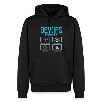 Développeur Devops Sys-Admin - Sweat à capuche Premium bio Homme - noir - Devant - Nico (187cm)