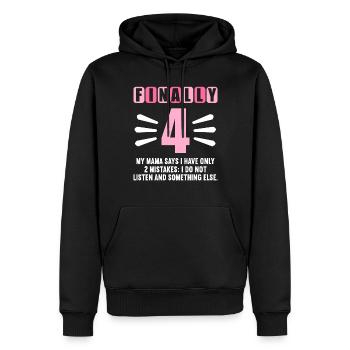 Finally 4 mom says have only 2 mistakes 4th birthday - Men’s Premium Organic Hoodie - black - Front - Nico (187cm)