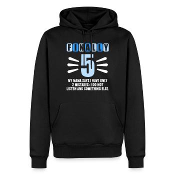 Finally 5 mom says have only 2 mistakes 5th birthday - Men’s Premium Organic Hoodie - black - Front - Nico (187cm)
