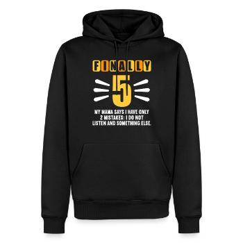 Finally 5 mom says have only 2 mistakes 5th birthday - Men’s Premium Organic Hoodie - black - Front - Nico (187cm)