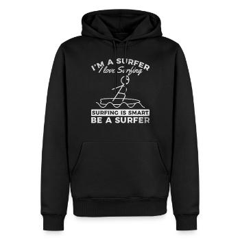 Surfen - Ich bin ein Surfer Ich liebe Surfen Ist - Männer Premium Bio Hoodie - Schwarz - Vorne - Nico (187cm)