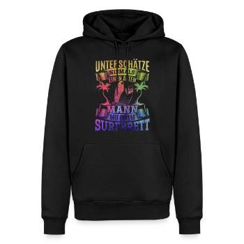 Unterschätze niemals einen alten Mann mit einem - Männer Premium Bio Hoodie - Schwarz - Vorne - Nico (187cm)