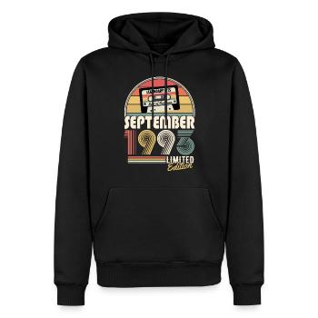 Septembre 1993 Vintage Cadeau d’anniversaire - Sweat à capuche Premium bio Homme - noir - Devant - Nico (187cm)