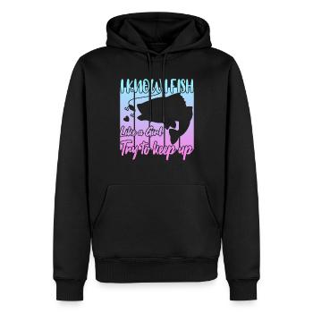 Je sais que je pêche comme une fille - Sweat à capuche Premium bio Homme - noir - Devant - Nico (187cm)