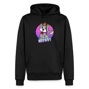 Meowdy Cowboy Chat - Sweat à capuche Premium bio Homme - noir - Devant - Nico (187cm)