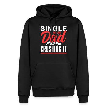Père célibataire Papa Papa Parent célibataire - Sweat à capuche Premium bio Homme - noir - Devant - Nico (187cm)